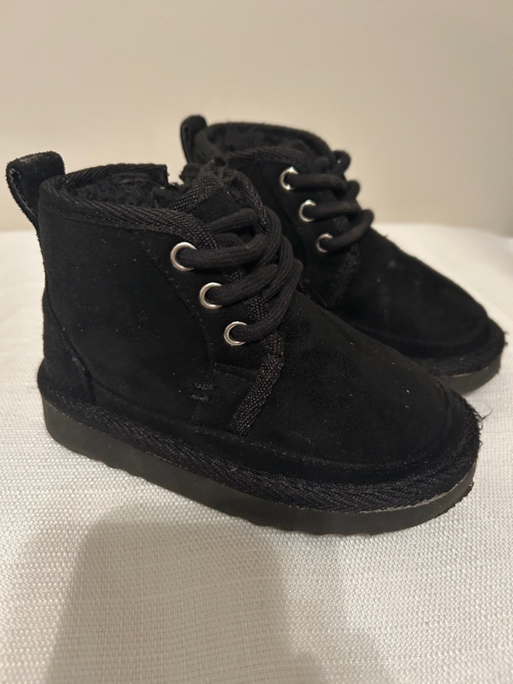 Toddler Black Suede Lace-Up Ankle Boots